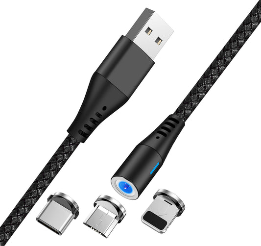 USB-A nabíjací kábel - Lightning / microUSB / USB-C MaXlife MXUC-02 Magnetický 3v1, 18W, 1m, Čierny