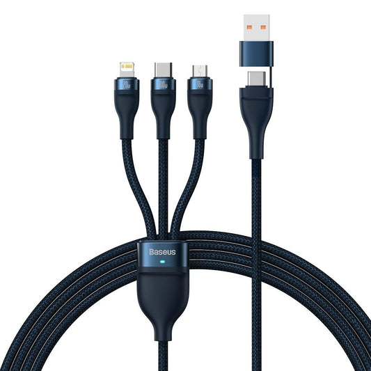 Nabíjací kábel USB-C / USB-A - Lightning / microUSB / USB-C Baseus Flash Series II, 100W, 1,2 m, tmavomodrý CASS030103