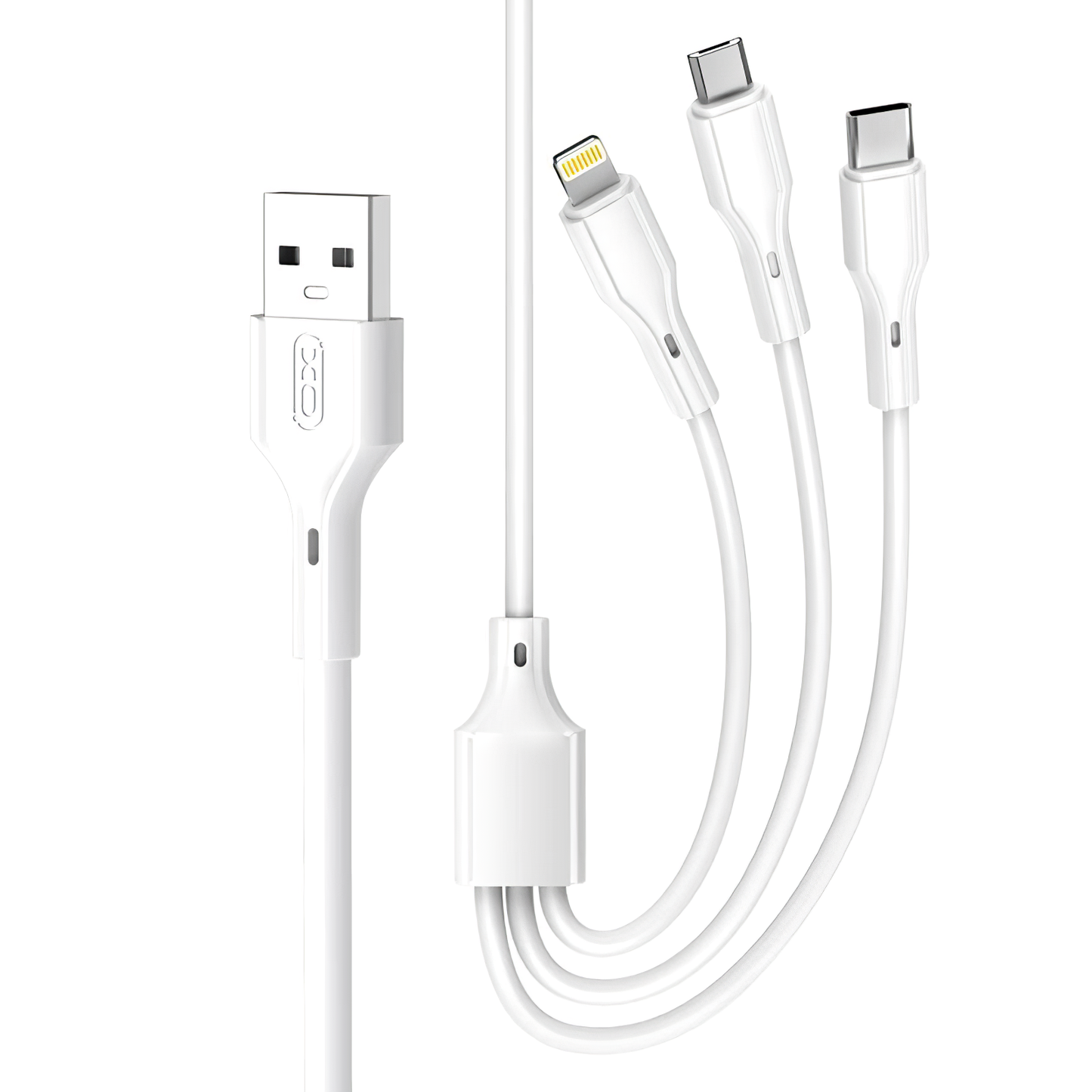 Nabíjací kábel USB-A - Lightning / microUSB / USB-C XO Design NB230 3v1, 20W, 1m, Biela