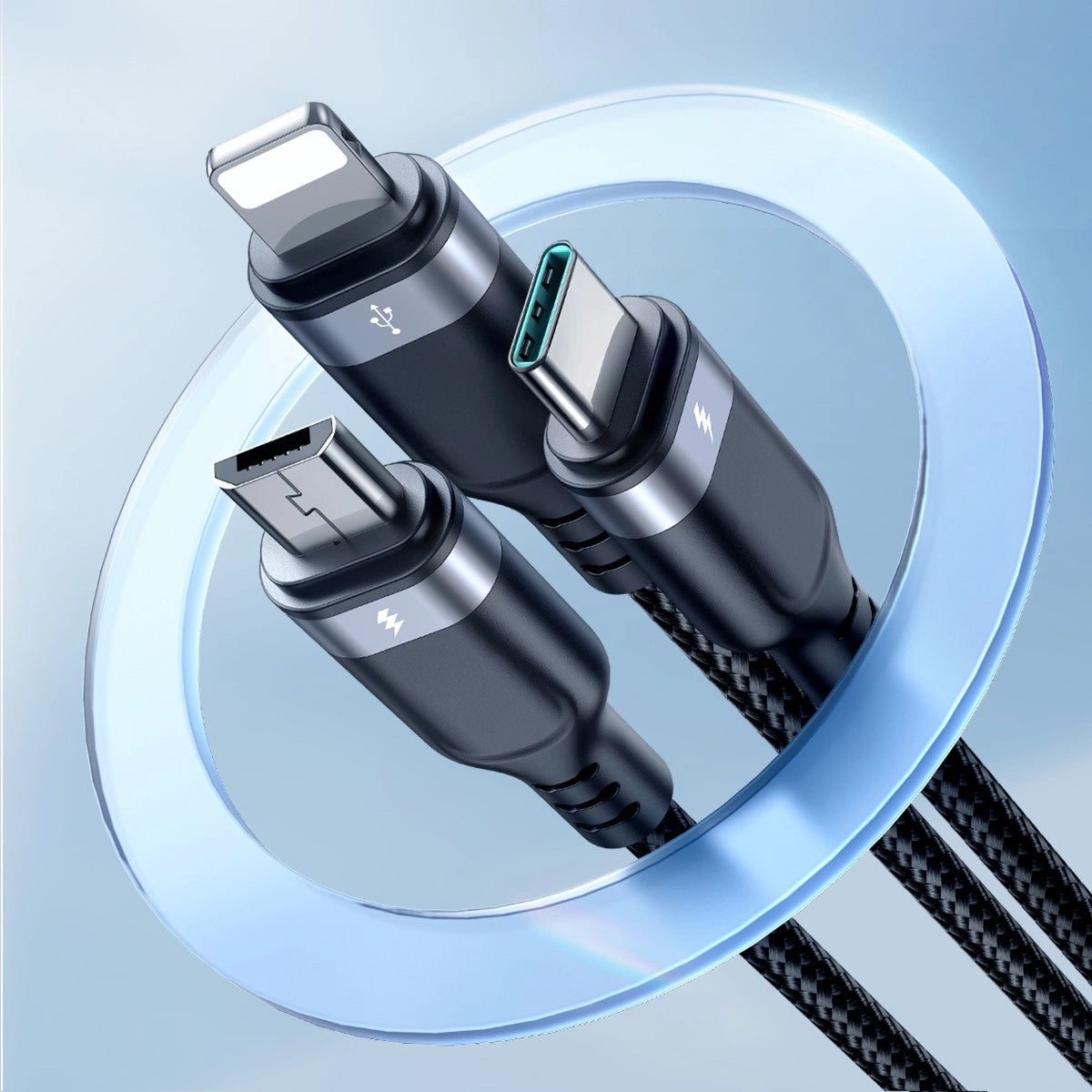 Nabíjací kábel USB-A - Lightning / microUSB / USB-C Joyroom S-A18 3v1, 20W, 0.3m, Čierny