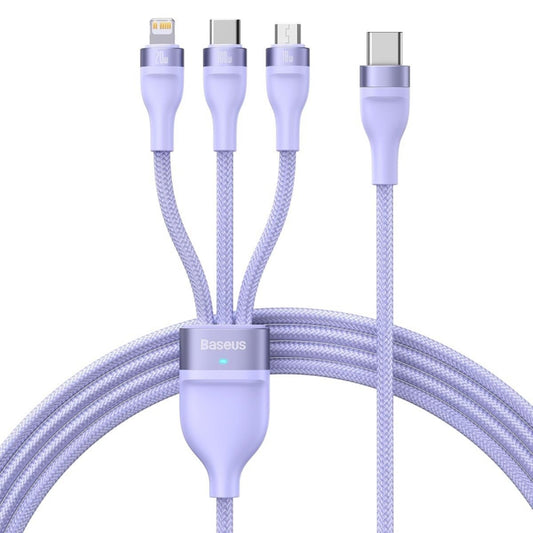 Nabíjací kábel USB-A - Lightning / microUSB / USB-C Baseus Flash Series II 3in1, 100W, 1.2m, Fialový CASS030005