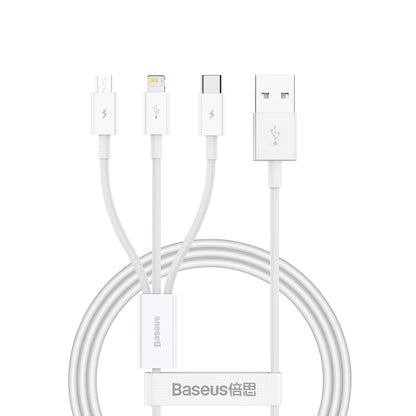Nabíjací kábel USB-A - Lightning / microUSB / USB-C Baseus Superior 3in1 Series, 20W, 1m, Biela P10320105221-00