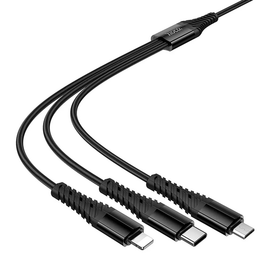 Nabíjací kábel USB-A / USB-C - Lightning / microUSB / USB-C HOCO X123 3v1, 18W, 1m, čierny