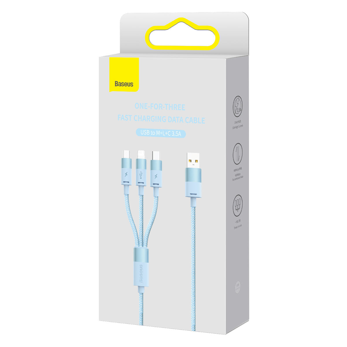 Nabíjací kábel USB-A - Lightning / microUSB / USB-C Baseus StarSpeed 3v1, 20W, 1.2m, Modrý CAXS000017