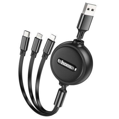 Nabíjací kábel USB-A - Lightning / microUSB / USB-C HOCO X75 3v1, 18W, 1m, Čierny