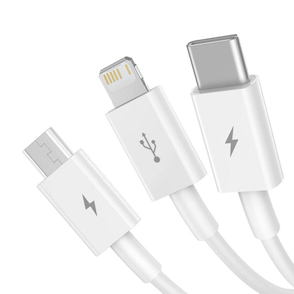 Nabíjací kábel USB-A - Lightning / microUSB / USB-C Baseus Superior 3in1 Series, 20W, 1m, Biela P10320105221-00