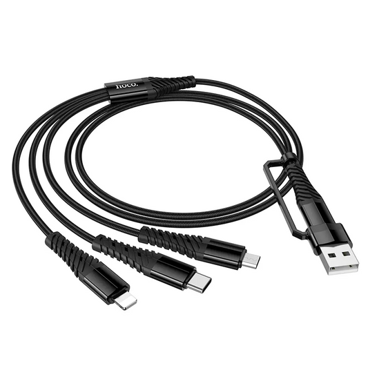 Nabíjací kábel USB-A / USB-C - Lightning / microUSB / USB-C HOCO X123 3v1, 18W, 1m, čierny