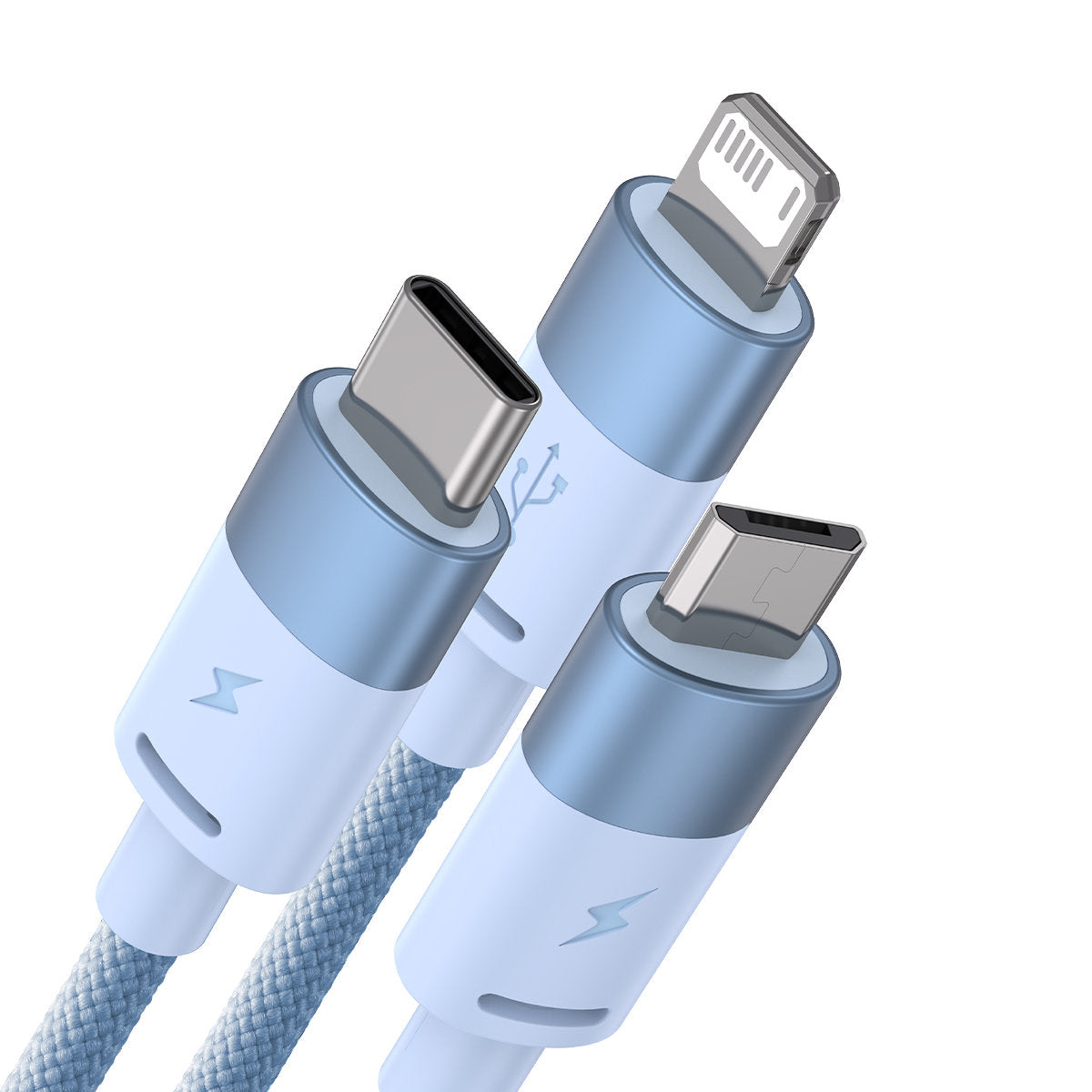 Nabíjací kábel USB-A - Lightning / microUSB / USB-C Baseus StarSpeed 3v1, 20W, 1.2m, Modrý CAXS000017