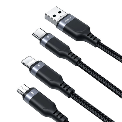 Nabíjací kábel USB-A - Lightning / microUSB / USB-C Joyroom S-A18 3v1, 20W, 0.3m, Čierny