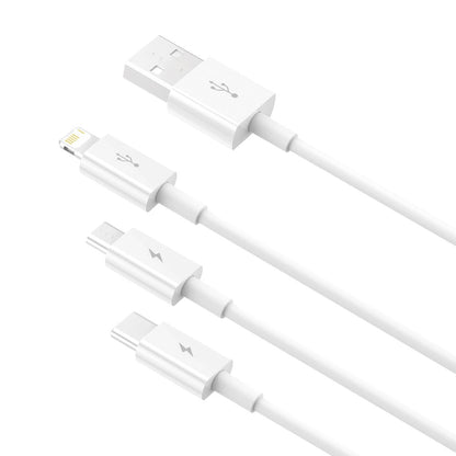 Nabíjací kábel USB-A - Lightning / microUSB / USB-C Baseus Superior 3in1 Series, 20W, 1m, Biela P10320105221-00