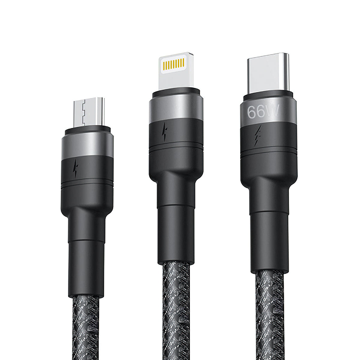 Nabíjací kábel USB-A - Lightning / microUSB / USB-C XO Design NB-Q191 3in1, 66W, 1.2m, Čierny