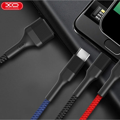 Nabíjací kábel USB-A - Lightning / microUSB / USB-C XO Design NB54, 18W, 1.2m, Multicolor
