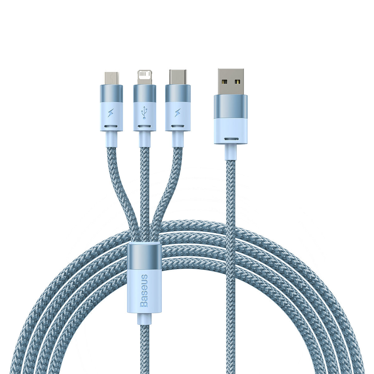Nabíjací kábel USB-A - Lightning / microUSB / USB-C Baseus StarSpeed 3v1, 20W, 1.2m, Modrý CAXS000017