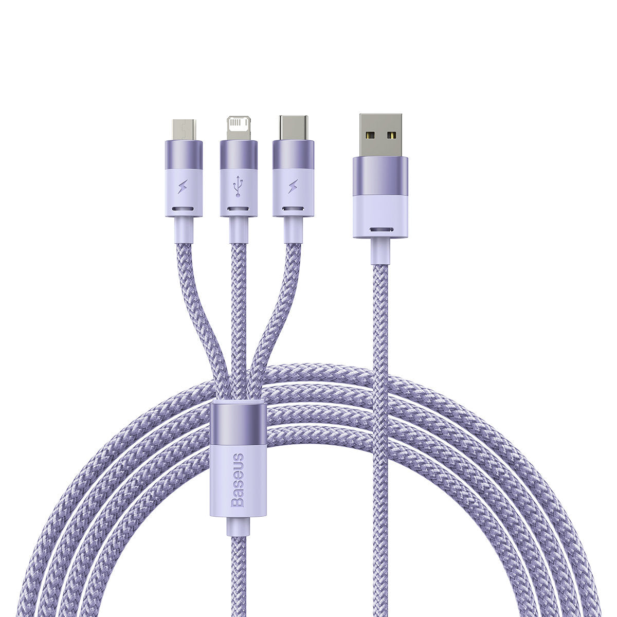 Nabíjací kábel USB-A - Lightning / microUSB / USB-C Baseus StarSpeed 3in1, 20W, 1.2m, Fialový CAXS000005