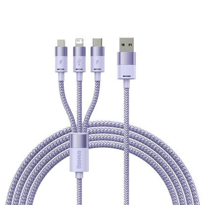 Nabíjací kábel USB-A - Lightning / microUSB / USB-C Baseus StarSpeed 3in1, 20W, 1.2m, Fialový CAXS000005