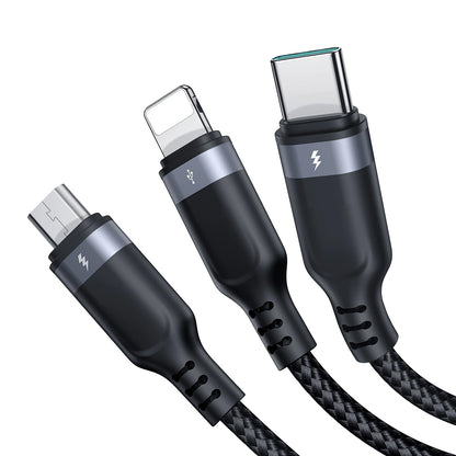 Nabíjací kábel USB-A - Lightning / microUSB / USB-C Joyroom S-A18 3v1, 20W, 0.3m, Čierny
