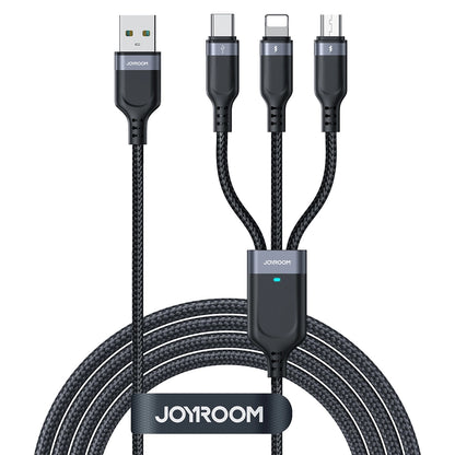 Nabíjací kábel USB-A - Lightning / microUSB / USB-C Joyroom S-A18 3v1, 20W, 0.3m, Čierny