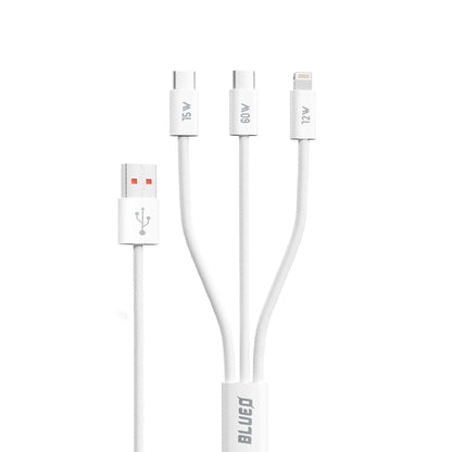 Nabíjací kábel USB-A - Lightning / 2 x USB-C Blueo, 75W, 1.2m, Biela