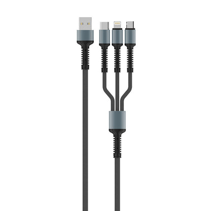 Nabíjací kábel USB-A - Lightning / microUSB / USB-C ColorWay CW-CBU3003, 20W, 1.2m, Sivý