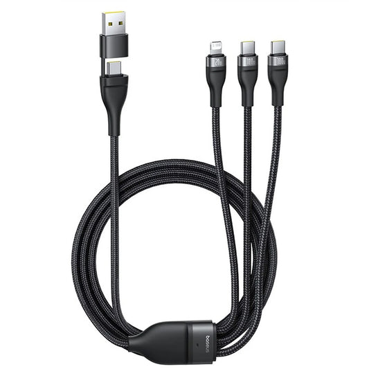 Kábel na nabíjanie USB-A / USB-C - Lightning / 2 x USB-C Baseus Flash Series III 3v1, 100W, 1,5m, čierny P10377800U01-00