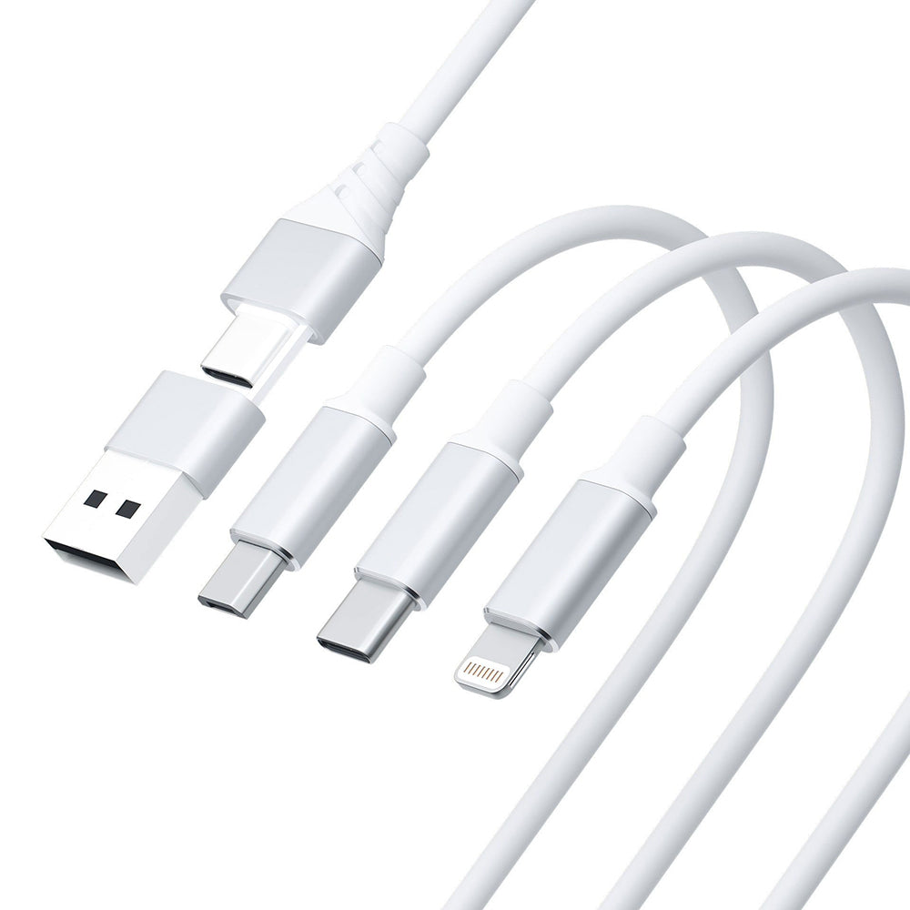 Nabíjací kábel USB-A / USB-C - Lightning / microUSB / USB-C 3MK Hyper 3in1, 12W, 1.5m, Biela