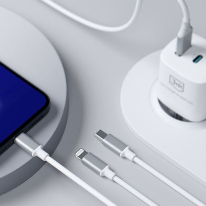 Nabíjací kábel USB-A / USB-C - Lightning / microUSB / USB-C 3MK Hyper 3in1, 12W, 1.5m, Biela