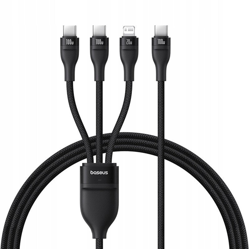 Nabíjací kábel USB-C - Lightning / 2 x USB-C Baseus Flash Series III 3in1, 100W, 1.5m, Čierny P10377502111-00