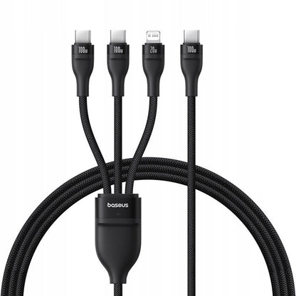 Nabíjací kábel USB-C - Lightning / 2 x USB-C Baseus Flash Series III 3in1, 100W, 1.5m, Čierny P10377502111-00