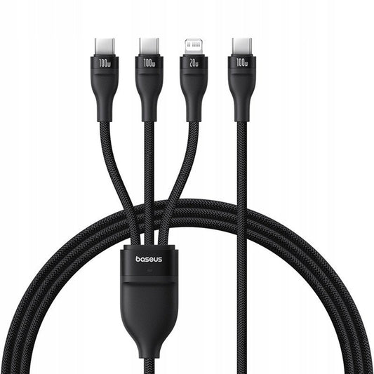 Nabíjací kábel USB-C - Lightning / 2 x USB-C Baseus Flash Series III 3in1, 100W, 1.5m, Čierny P10377502111-00