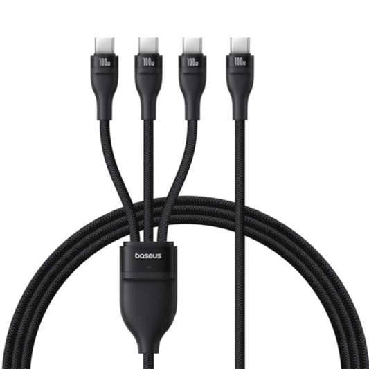 USB-C nabíjací kábel - 3 x USB-C Baseus Flash Series III 3in1, 100W, 1.5m, Čierny P10377503111-00