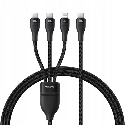 USB-C nabíjací kábel - Lightning / 2 x USB-C Baseus Flash Series III 3in1, 100W, 1,5 m, čierny, znovu zabalený P10377502111-00
