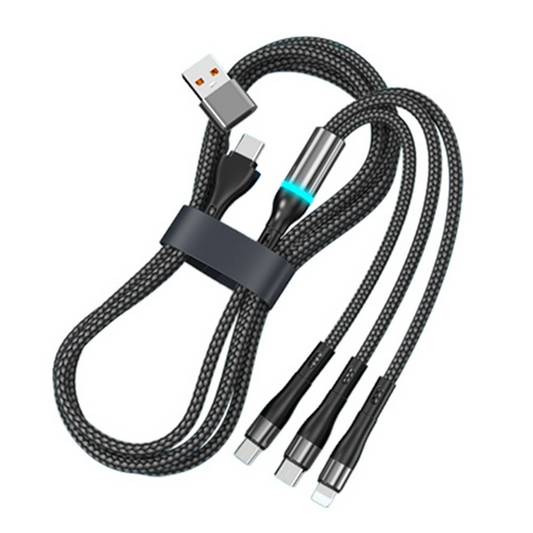 Nabíjací kábel USB-C / USB-A - Lightning / microUSB / USB-C OEM B6, 100W, 1,2 m, čierny