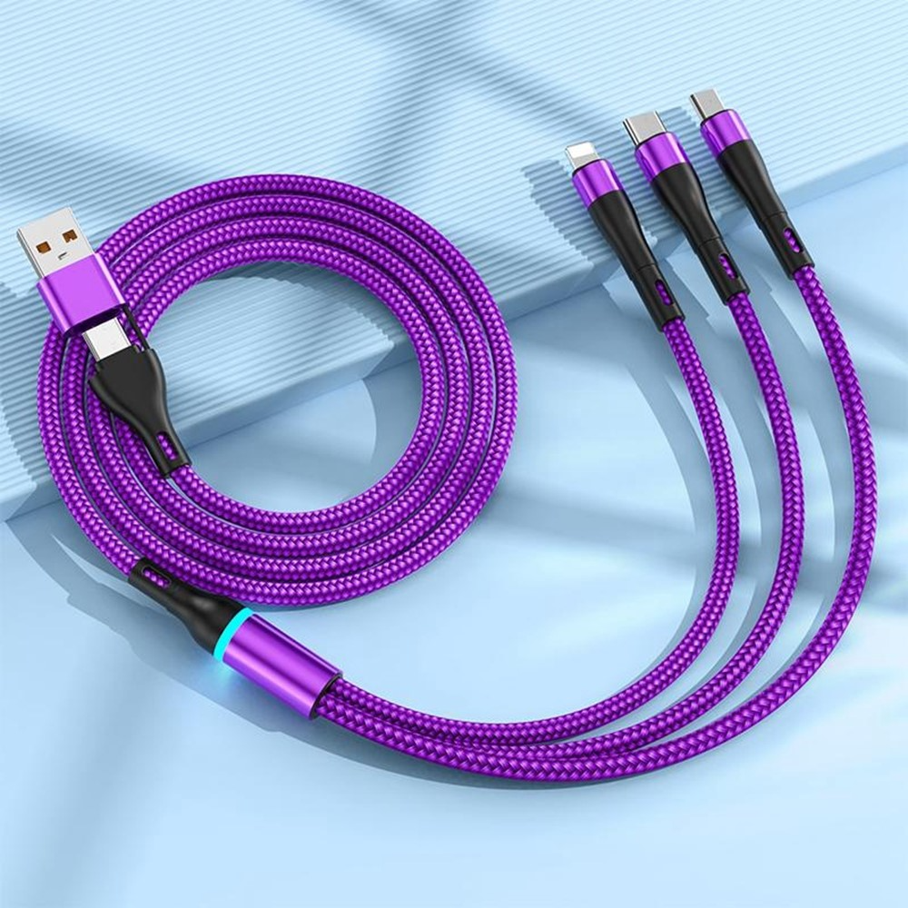 Nabíjací kábel USB-C / USB-A - Lightning / microUSB / USB-C OEM B6, 100W, 1,2 m, čierny