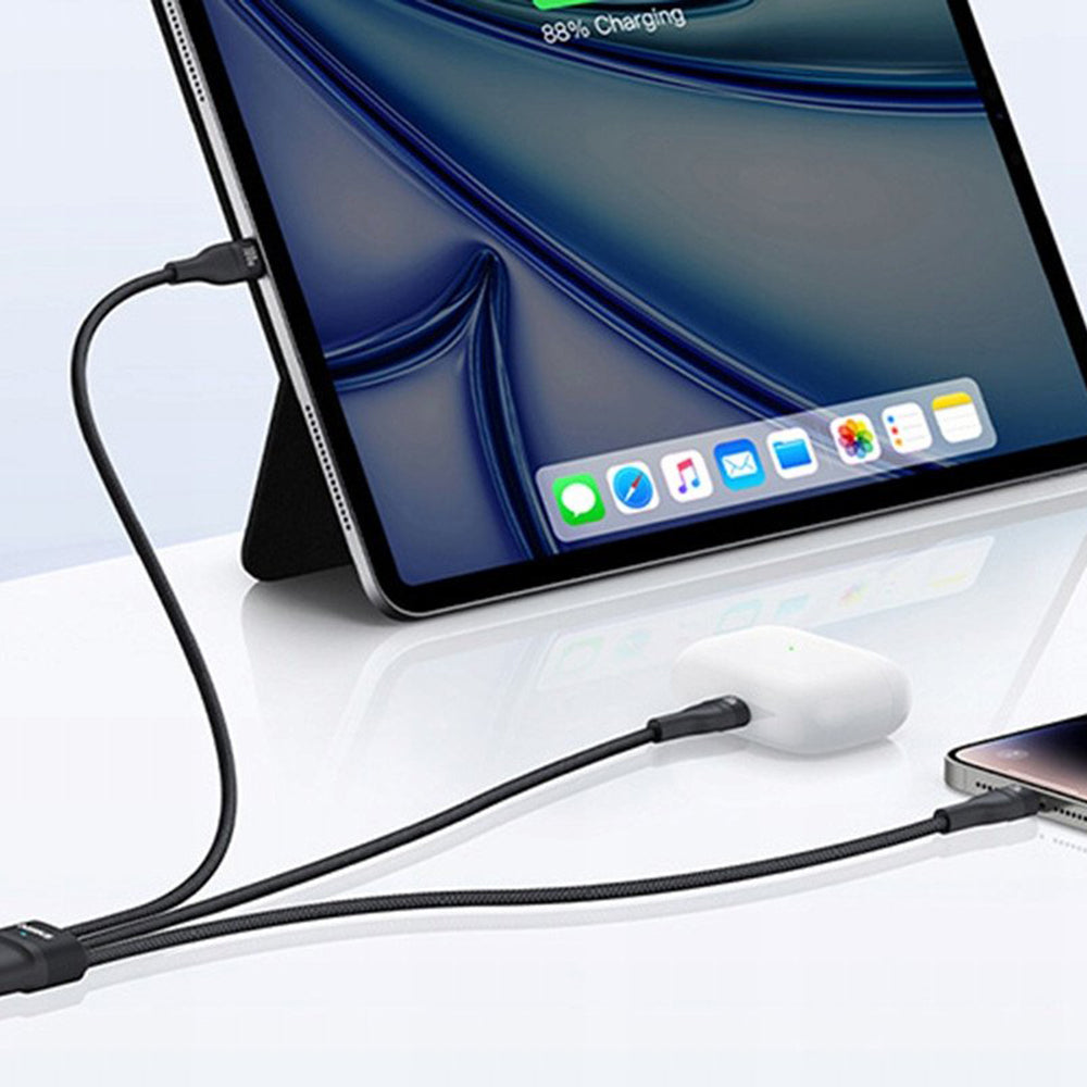 Nabíjací kábel USB-C - Lightning / 2 x USB-C Baseus Flash Series III 3in1, 100W, 1.5m, Čierny P10377502111-00