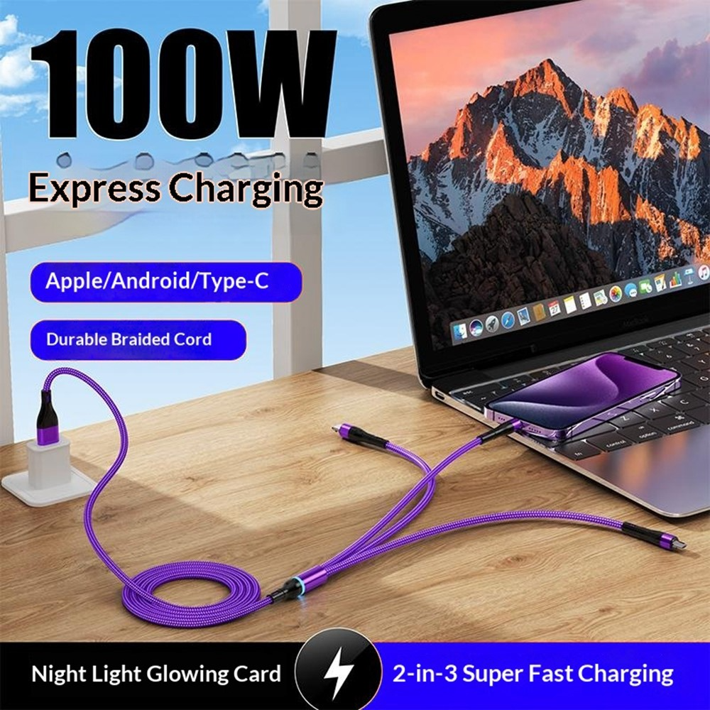 Nabíjací kábel USB-C / USB-A - Lightning / microUSB / USB-C OEM B6, 100W, 1,2 m, čierny