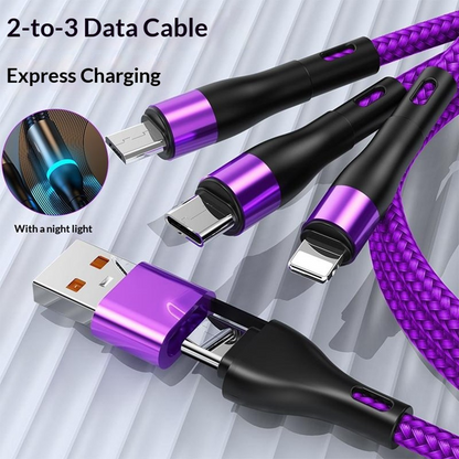 Nabíjací kábel USB-C / USB-A - Lightning / microUSB / USB-C OEM B6, 100W, 1,2 m, čierny