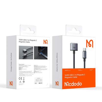 Nabíjací kábel McDodo CA-1470, USB-C - MagSafe 3, 140W, 2m, Čierny
