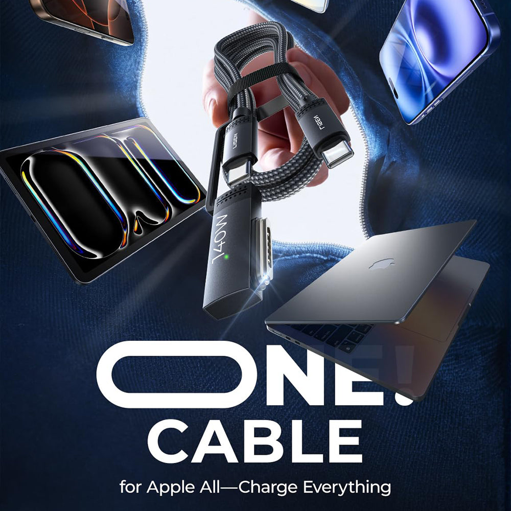 USB-C nabíjací kábel - USB-C / MagSafe 3 Lisen, 140W, 2m, sivý YL0124070021
