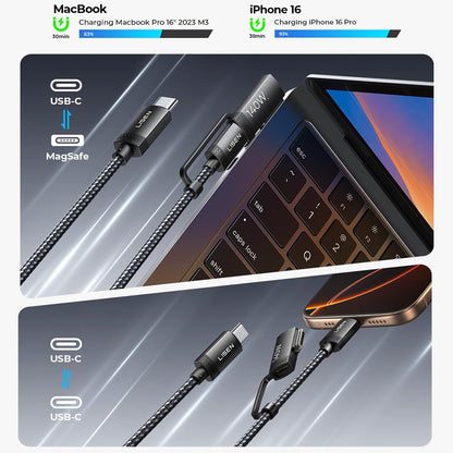 USB-C nabíjací kábel - USB-C / MagSafe 3 Lisen, 140W, 2m, sivý YL0124070021
