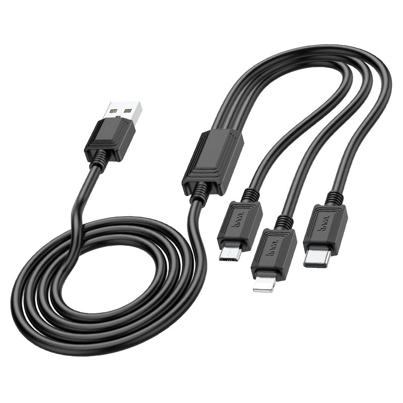 Nabíjací kábel USB-A - Lightning / microUSB / USB-C HOCO X74 3v1, 18W, 1m, Čierny