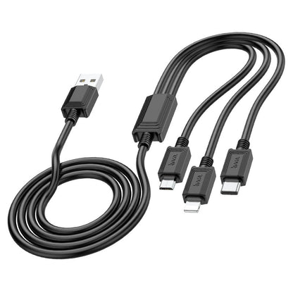 Nabíjací kábel USB-A - Lightning / microUSB / USB-C HOCO X74 3v1, 18W, 1m, Čierny