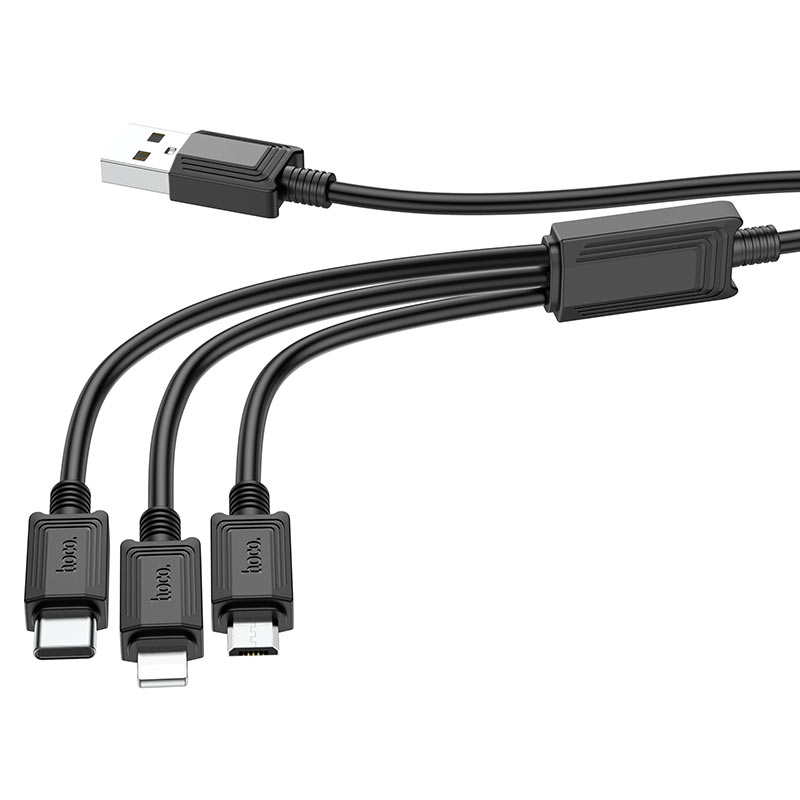 Nabíjací kábel USB-A - Lightning / microUSB / USB-C HOCO X74 3v1, 18W, 1m, Čierny
