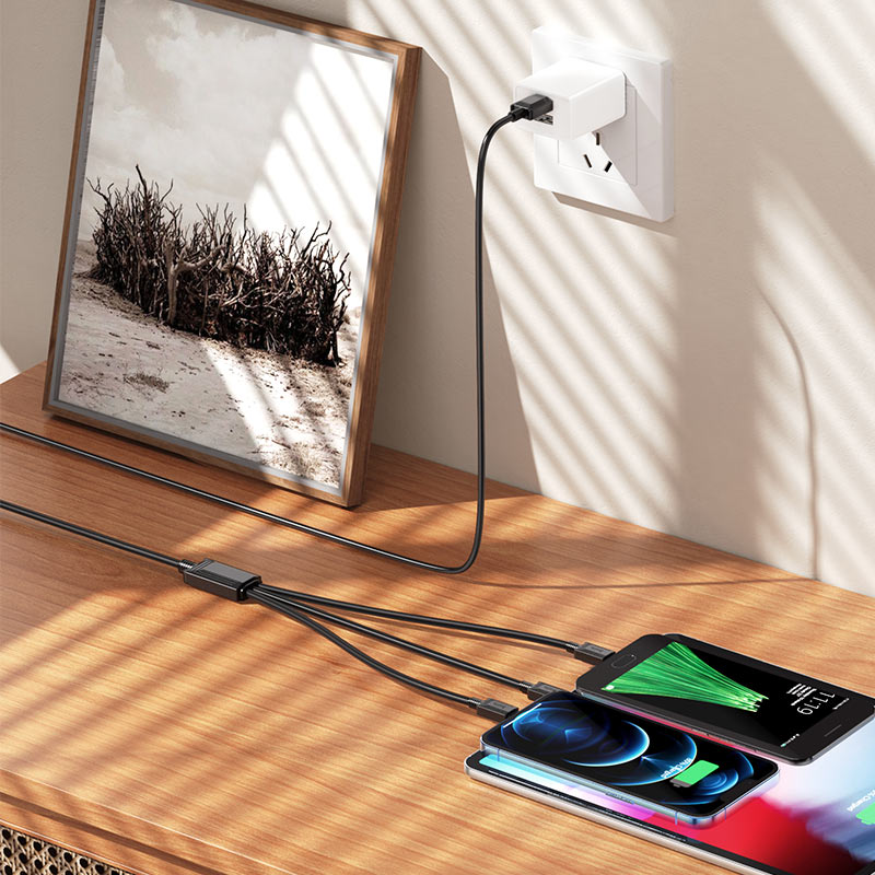 Nabíjací kábel USB-A - Lightning / microUSB / USB-C HOCO X74 3v1, 18W, 1m, Čierny