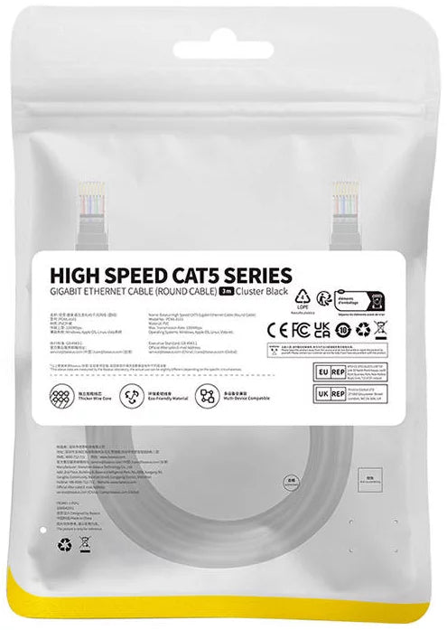 Sieťový kábel Baseus, UTP, Cat5, 3m, Čierny B00133206111-04