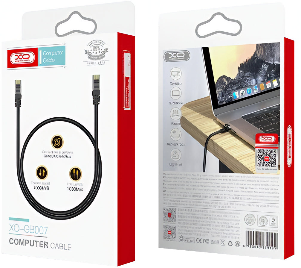 Sieťový kábel XO Design GB007, UTP, Cat6, 1m, čierny