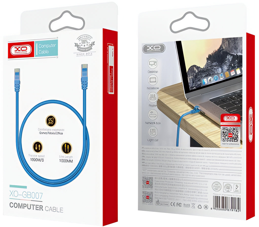 Sieťový kábel XO Design GB007, UTP, Cat6, 1m, Modrý