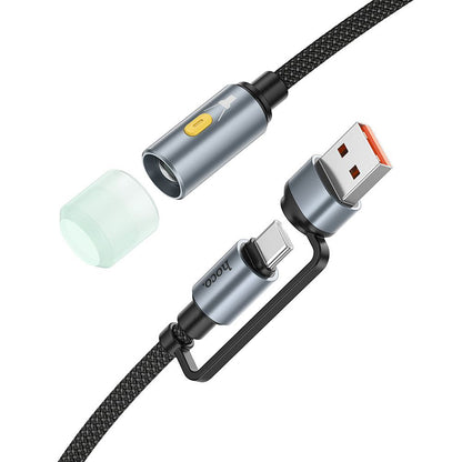 Ledový kábel HOCO UA38C, USB-C / USB-A, 0,3 m, čierny