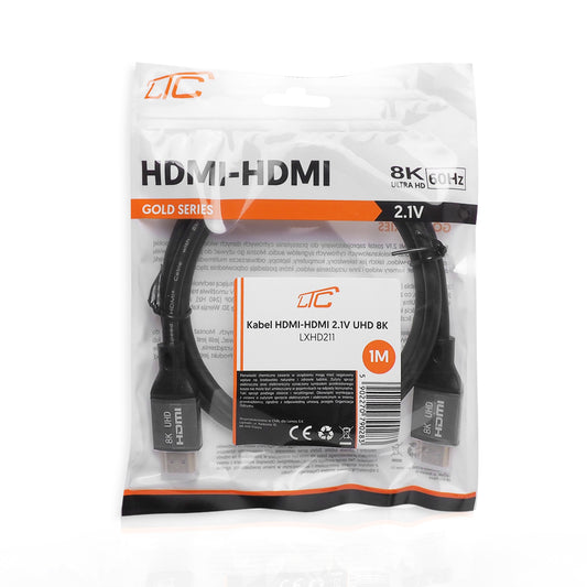Video kábel LTC Gold, HDMI - HDMI, 8K, 1m, čierny
