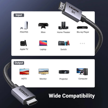 Video kábel UGREEN HD171, HDMI - HDMI, 8K, 3m, čierny