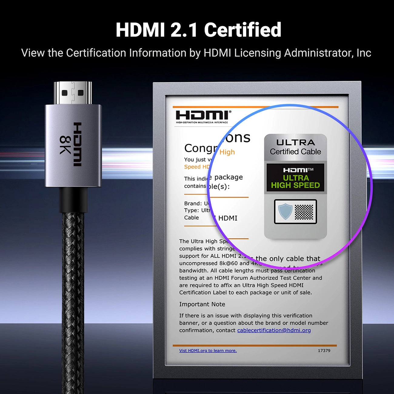 Video kábel UGREEN HD171, HDMI - HDMI, 8K, 3m, čierny